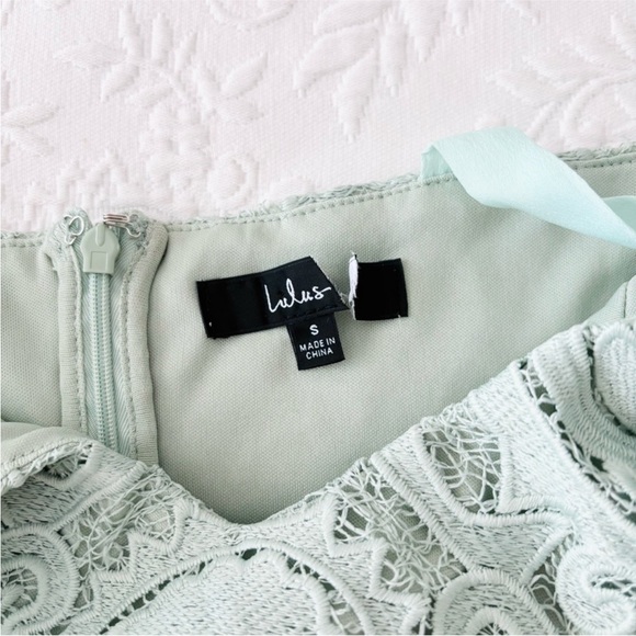 NWOT Lulus Won Your Heart Sage Green Lace Tie-Strap High-Low Midi Dress Small - Picture 4 of 8